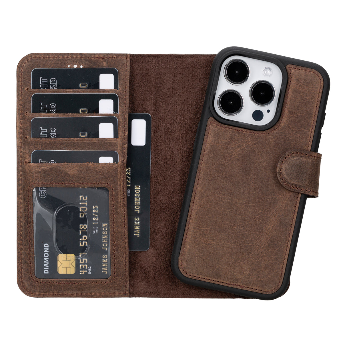 iPhone 15 Pro Leather Wallet Case