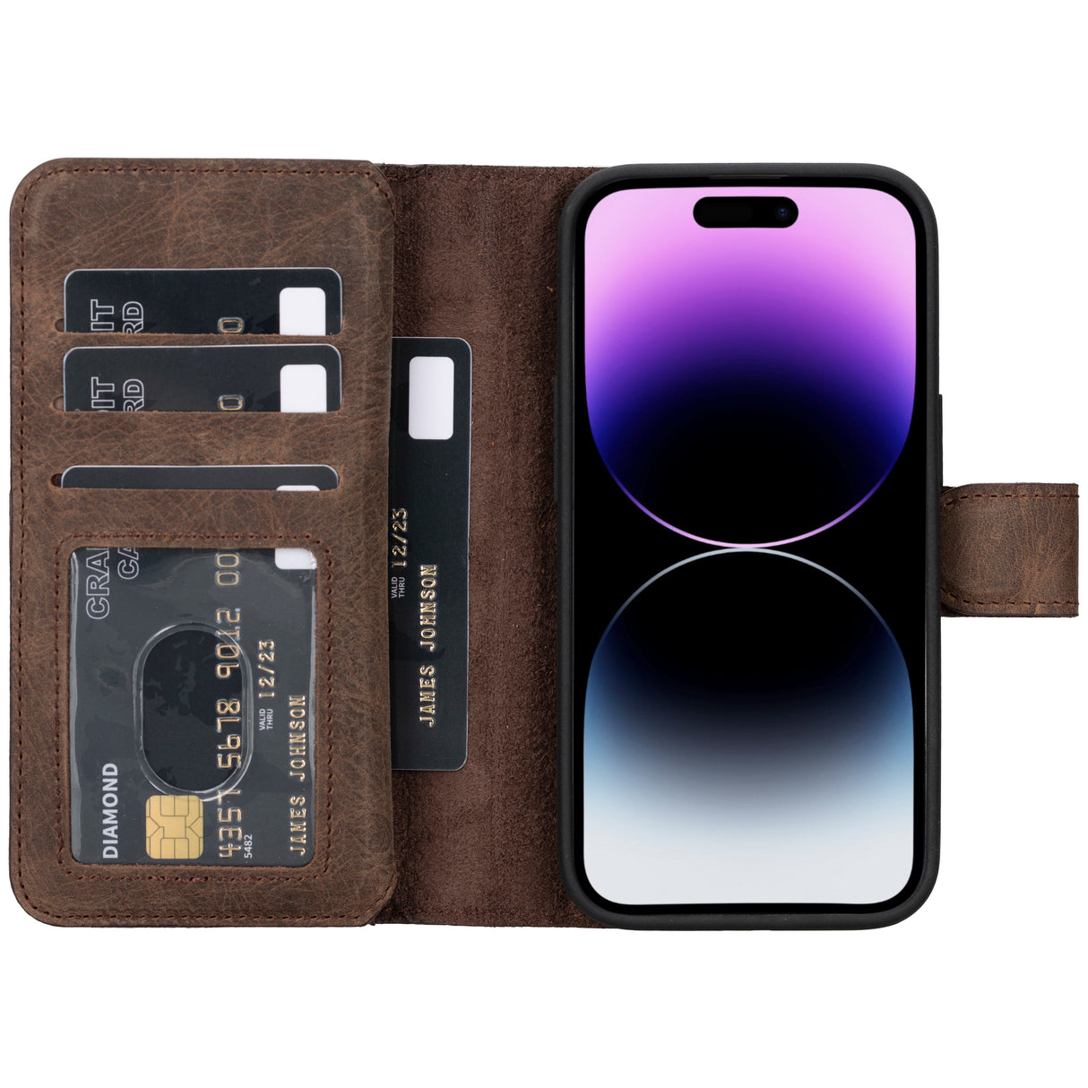 iPhone 15 Leather Dual Wallet Case