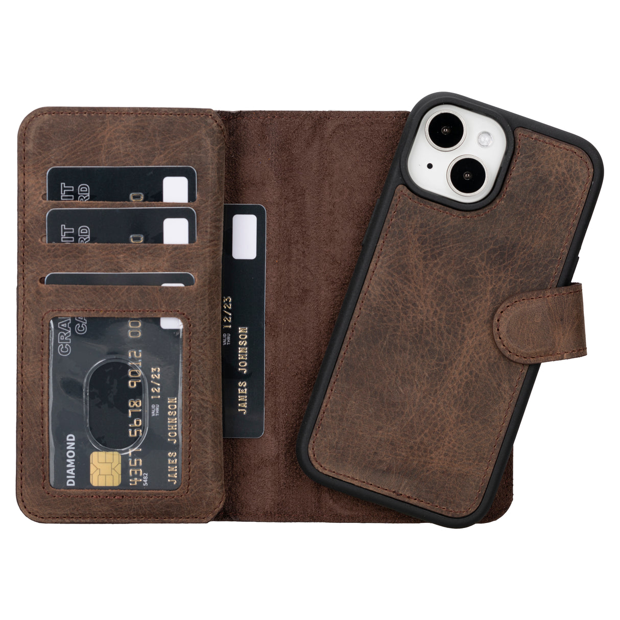 iPhone 15 Leather Dual Wallet Case