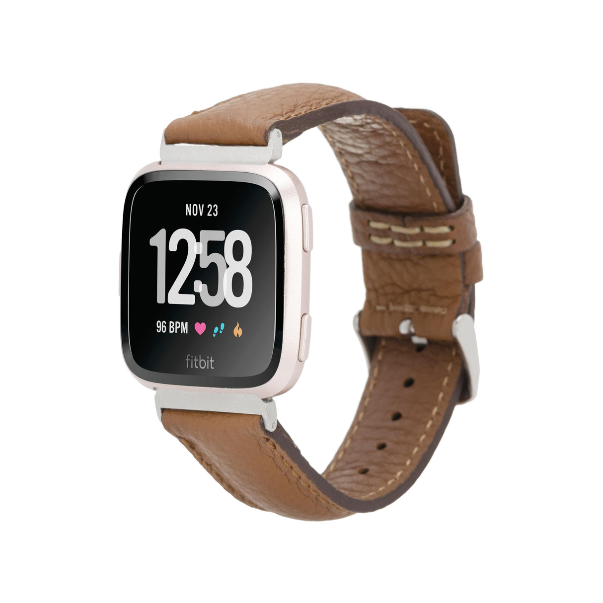 Active Pebbled Leather Fitbit Watch Band_coffee_5