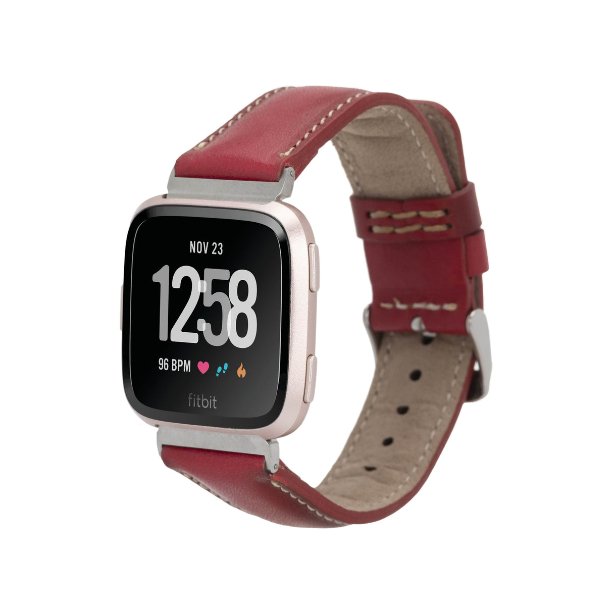 Classic Leather Band for Fitbit Watches red