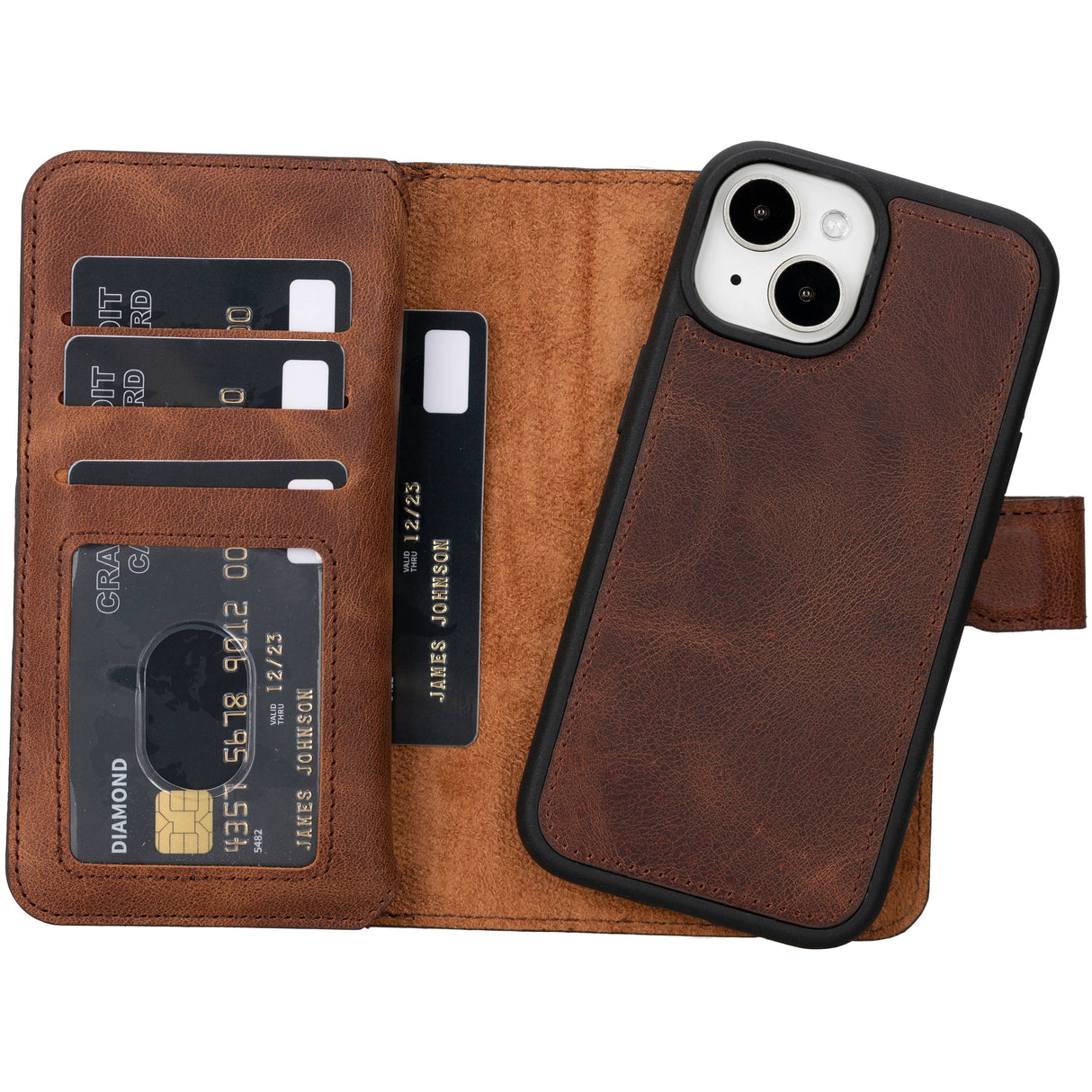 iPhone 15 Leather Dual Wallet Case