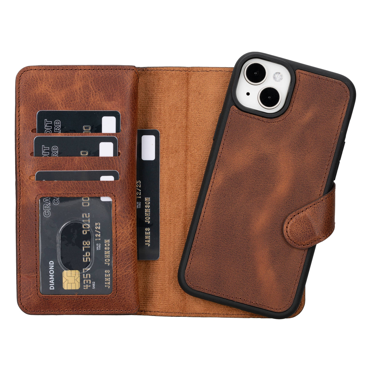 iPhone 15 Plus Leather Dual Wallet Case