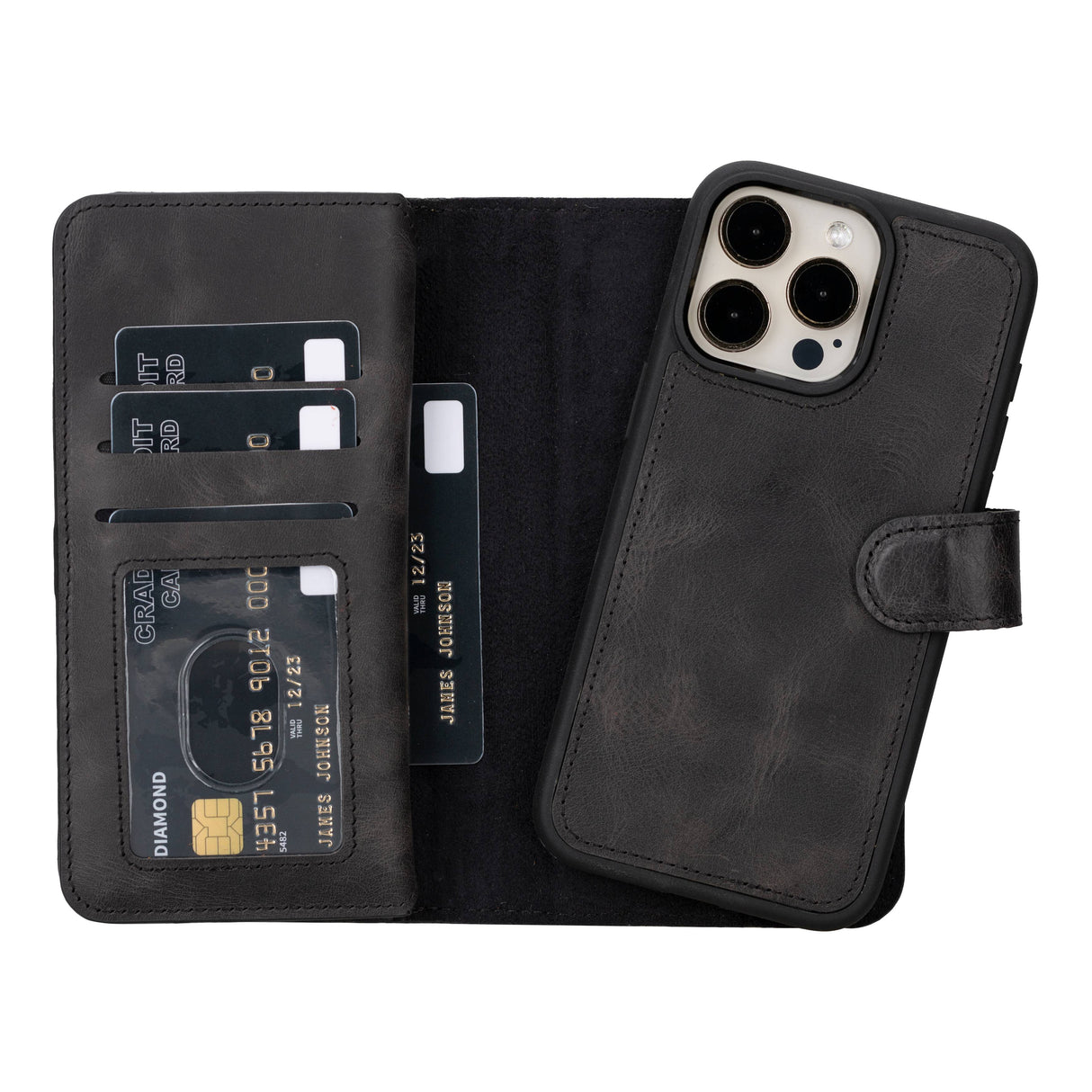 iPhone 15 Pro Max Dual Leather Wallet Case