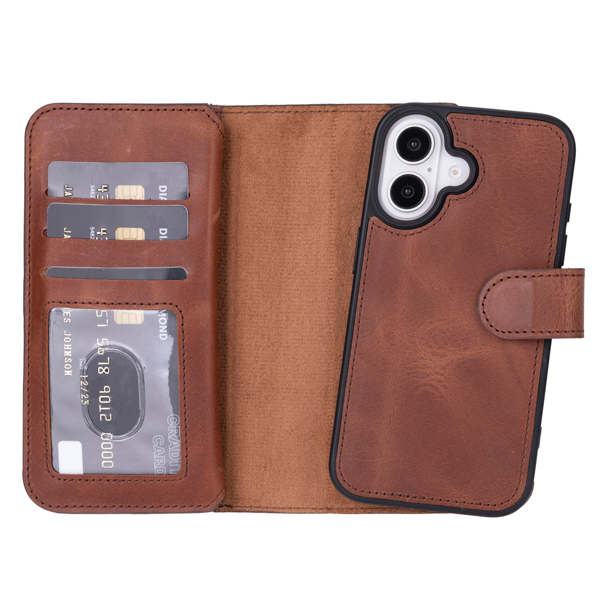 iPhone 16 E Leather Dual Wallet Case