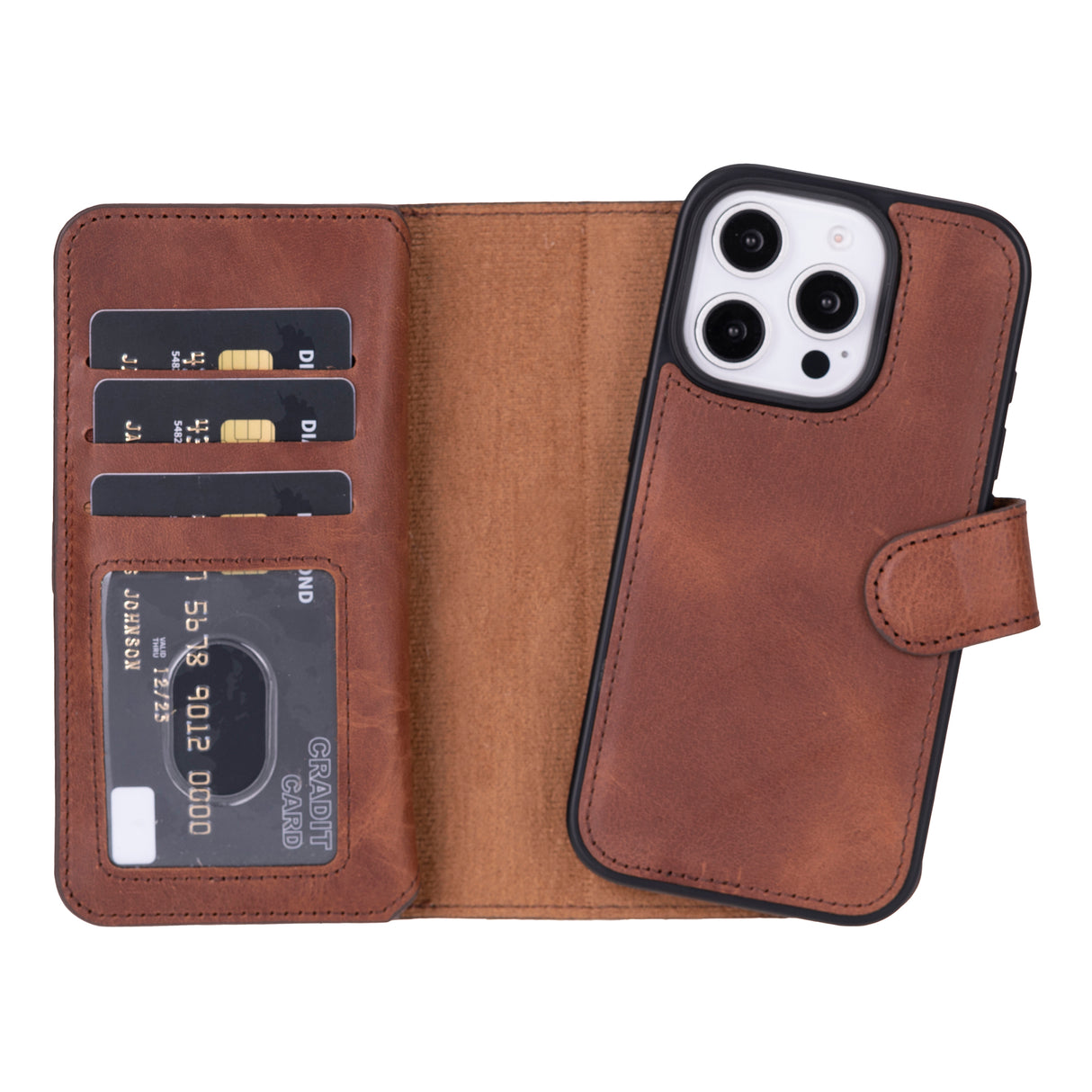 iPhone 16 Pro Dual Leather Wallet Case