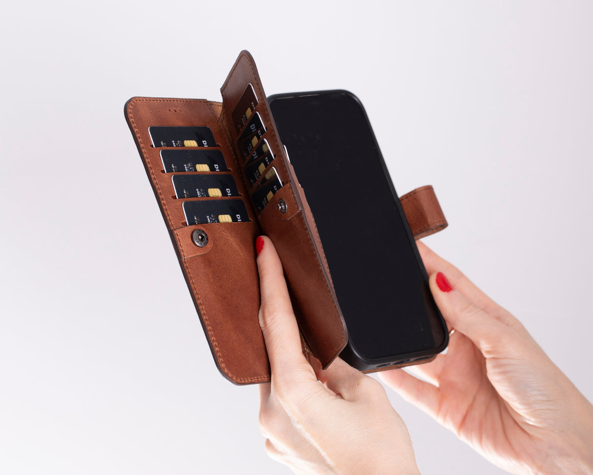 iPhone 16 E Leather Dual Wallet Case