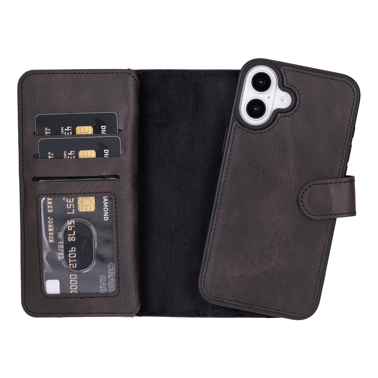 iPhone 16 Plus Leather Dual Wallet Case