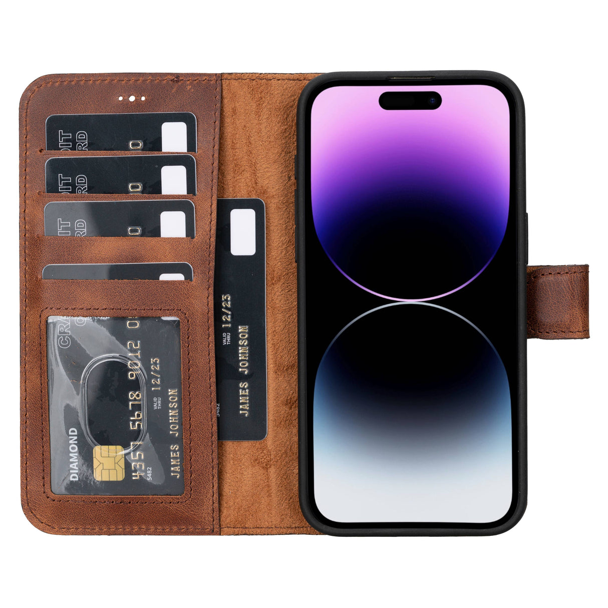 iPhone 15 Pro Max Leather Wallet Case
