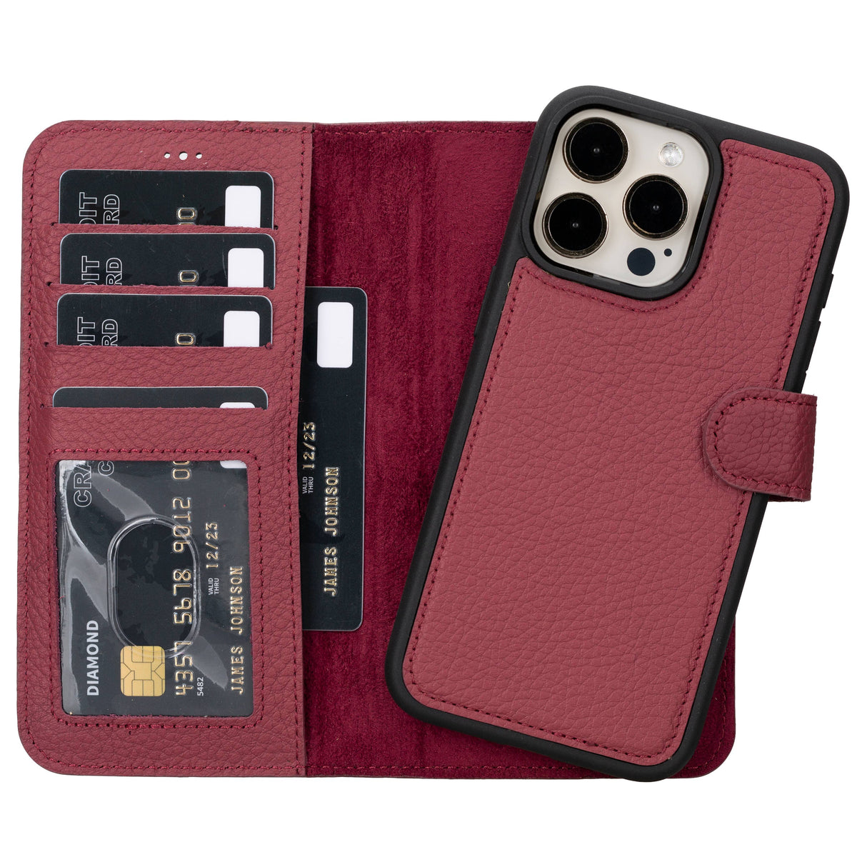 iPhone 15 Pro Max Leather Wallet Case