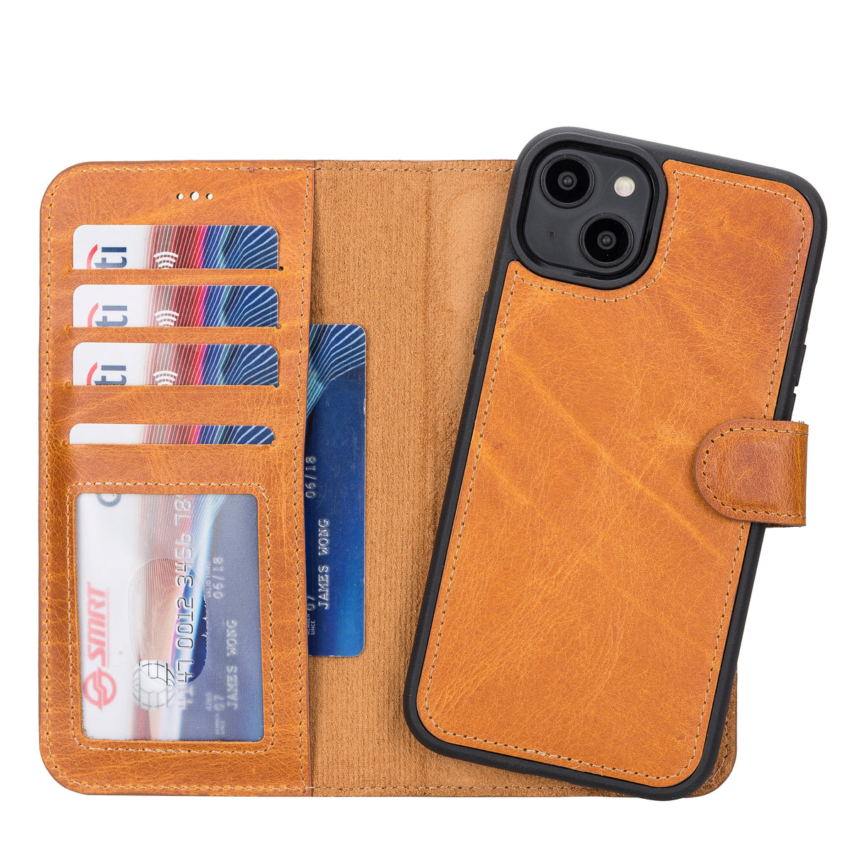 iPhone 15 Plus Leather Wallet Case