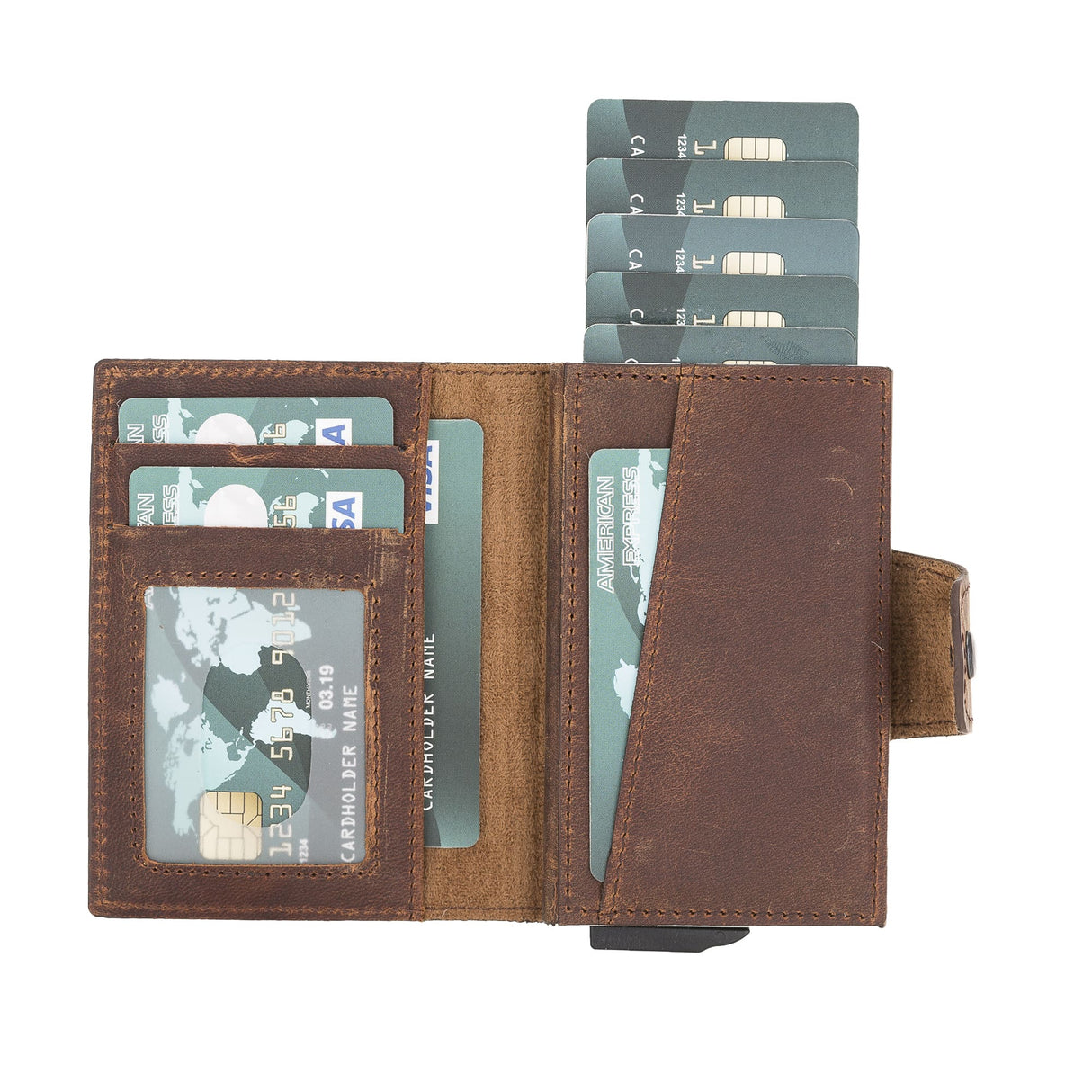 Premium RFID Blocking Leather Card Holder with Pop-Up Feature
