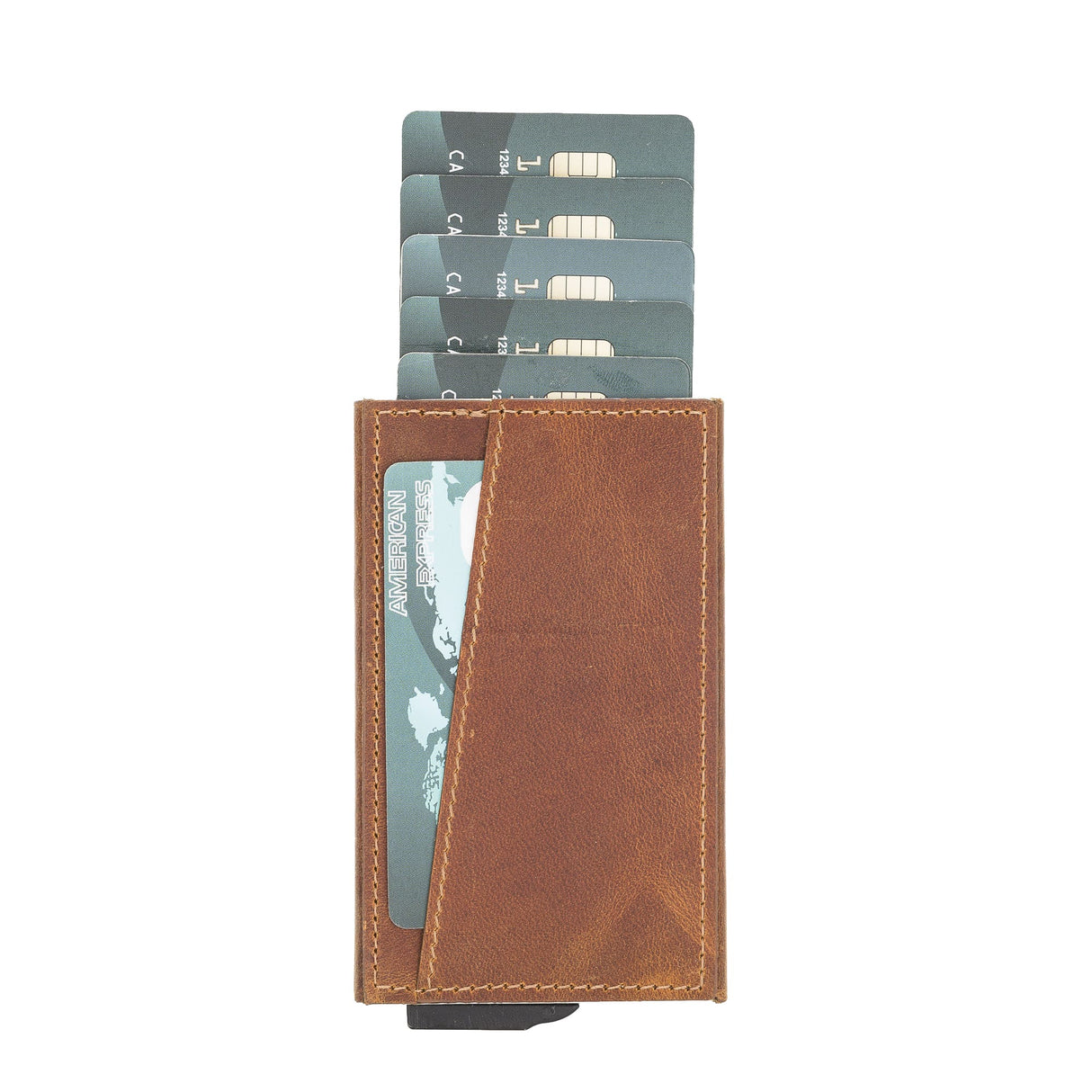 Premium RFID Blocking Leather Card Holder with Pop-Up Feature