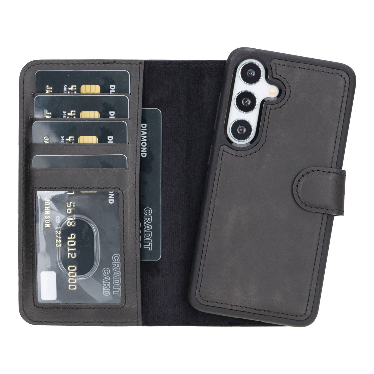Samsung Galaxy S25 Magnetic Detachable Leather Wallet Case