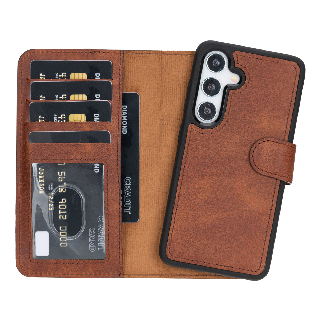 Samsung Galaxy S25 Magnetic Detachable Leather Wallet Case