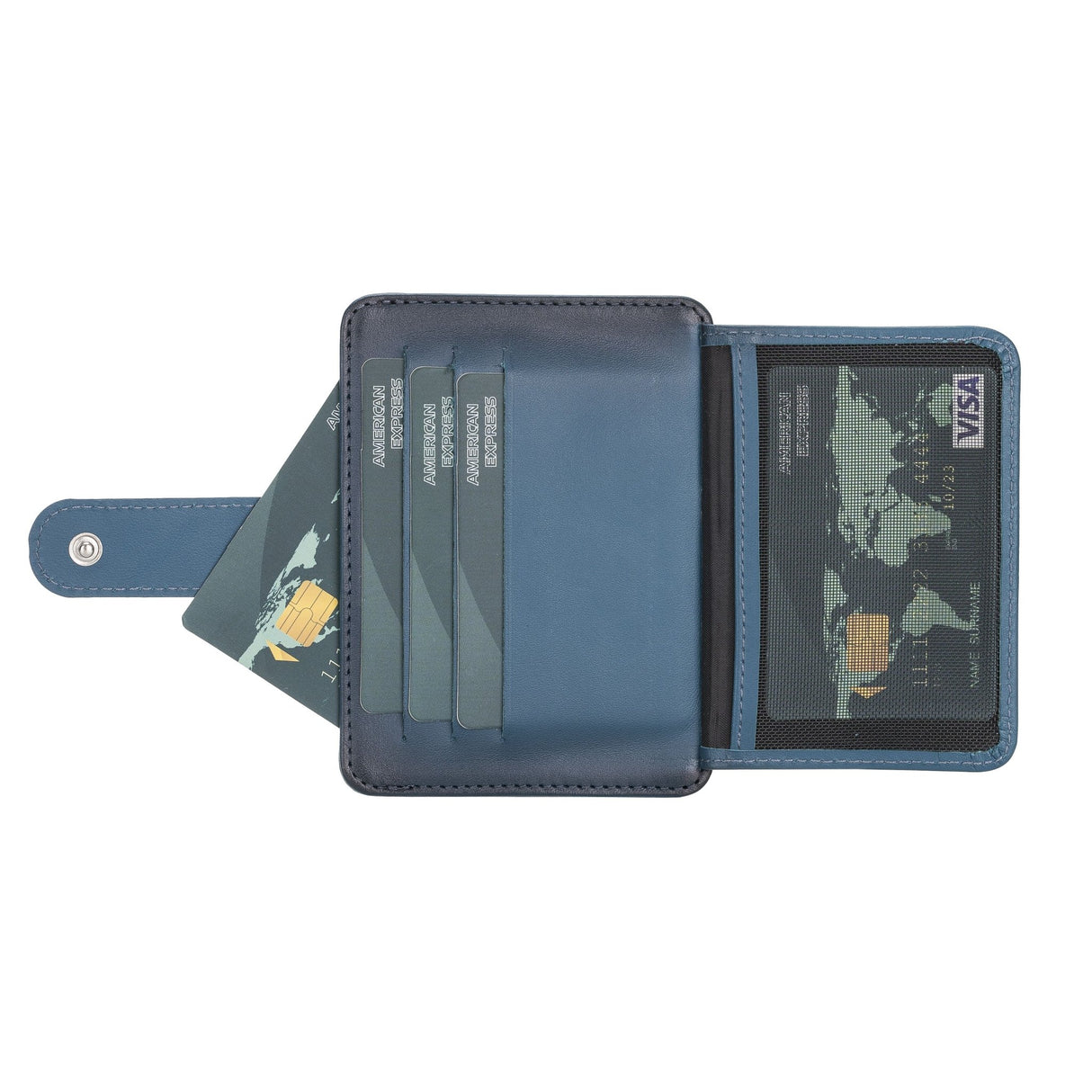 Elegant Leather Card Holder with Snap Closure and Dual ID Windows by Hardiston - premium Card Holders