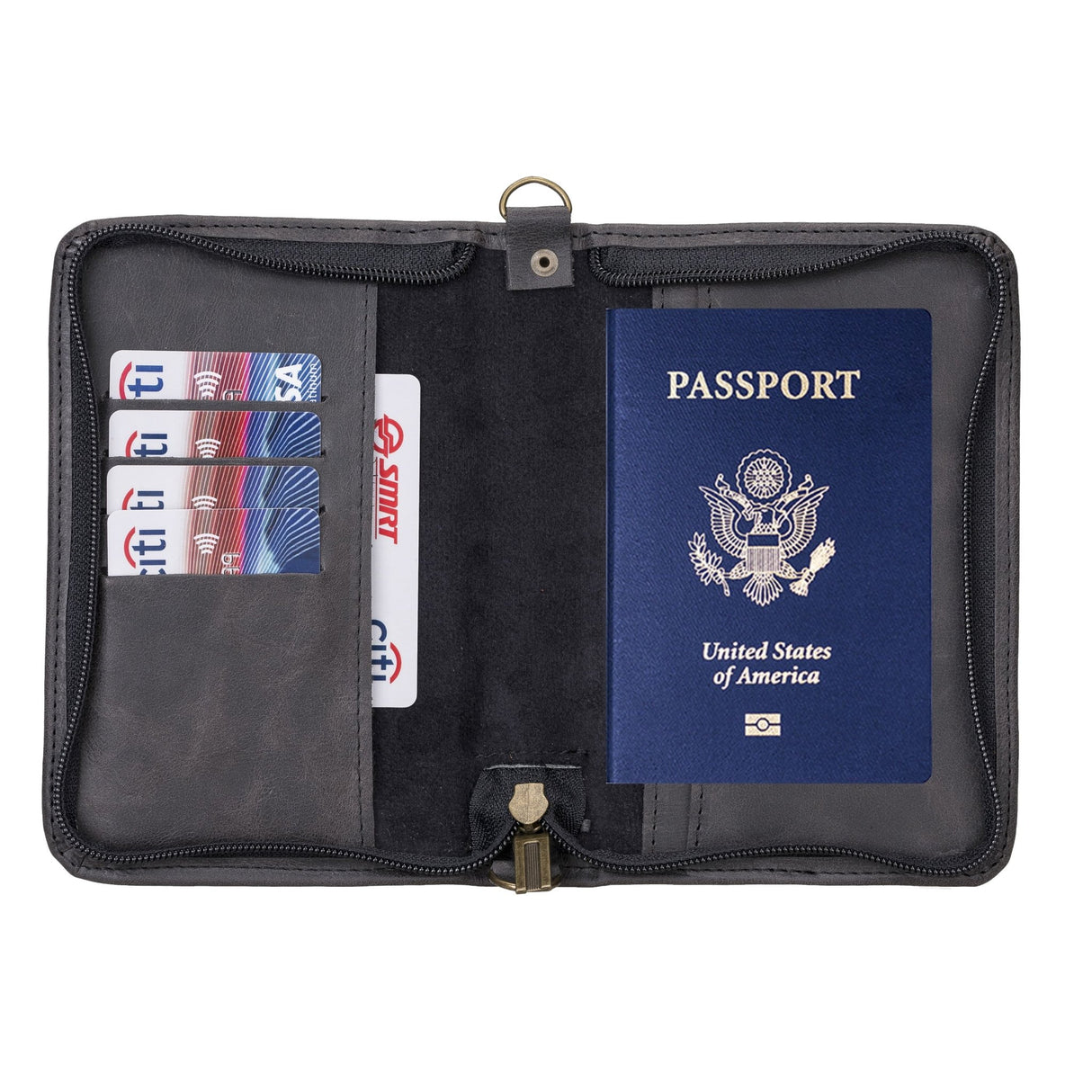 Handcrafted Leather Zipped Passport Holder with Wristlet by Hardiston - premium mws_apo_generated