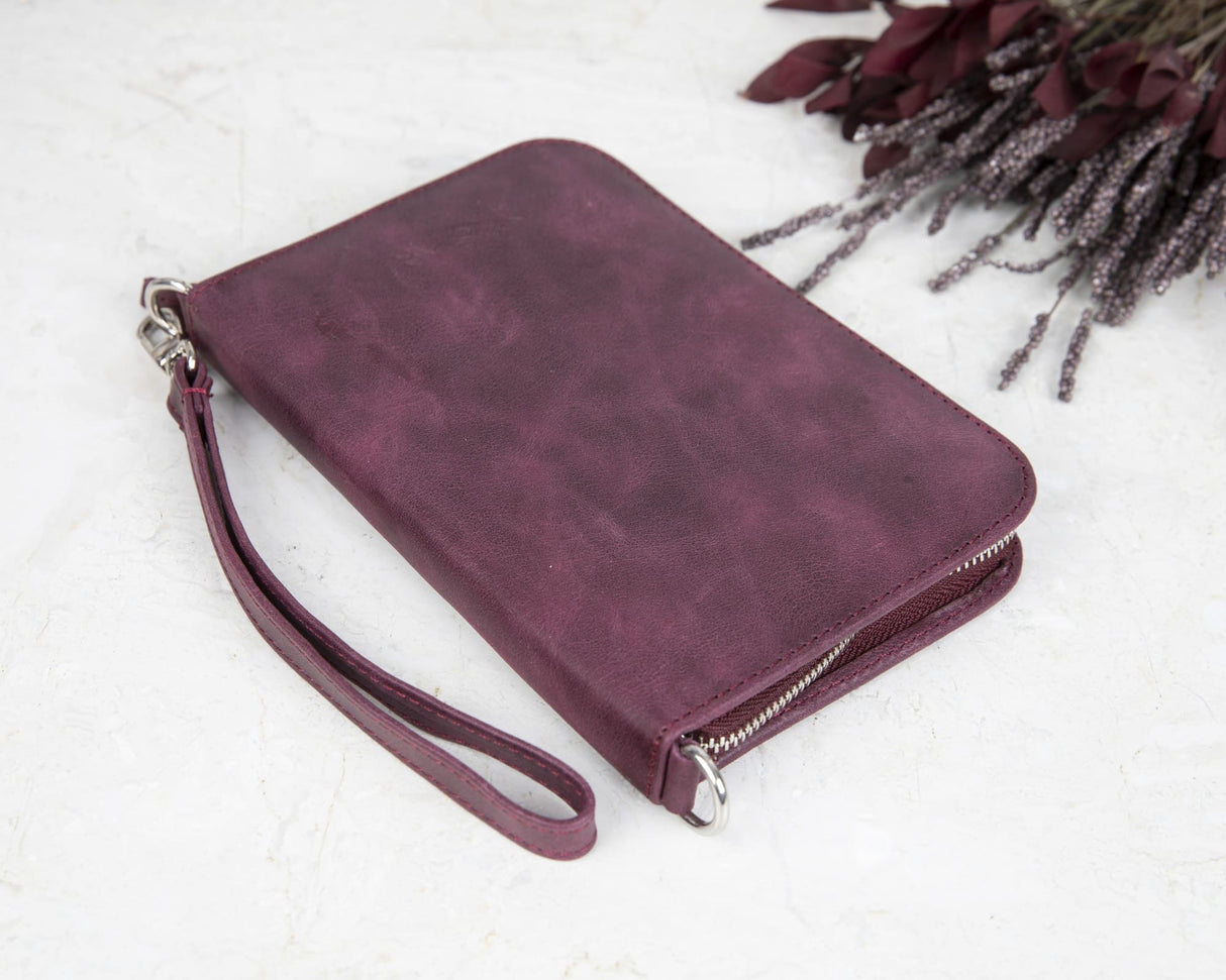 Handcrafted Leather Zipped Passport Holder with Wristlet by Hardiston - premium Passport Cases