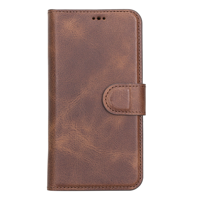 iPhone 13 Brown Leather Detachable 2-in-1 Wallet Case with Card Holder and MagSafe - Hardiston - 3
