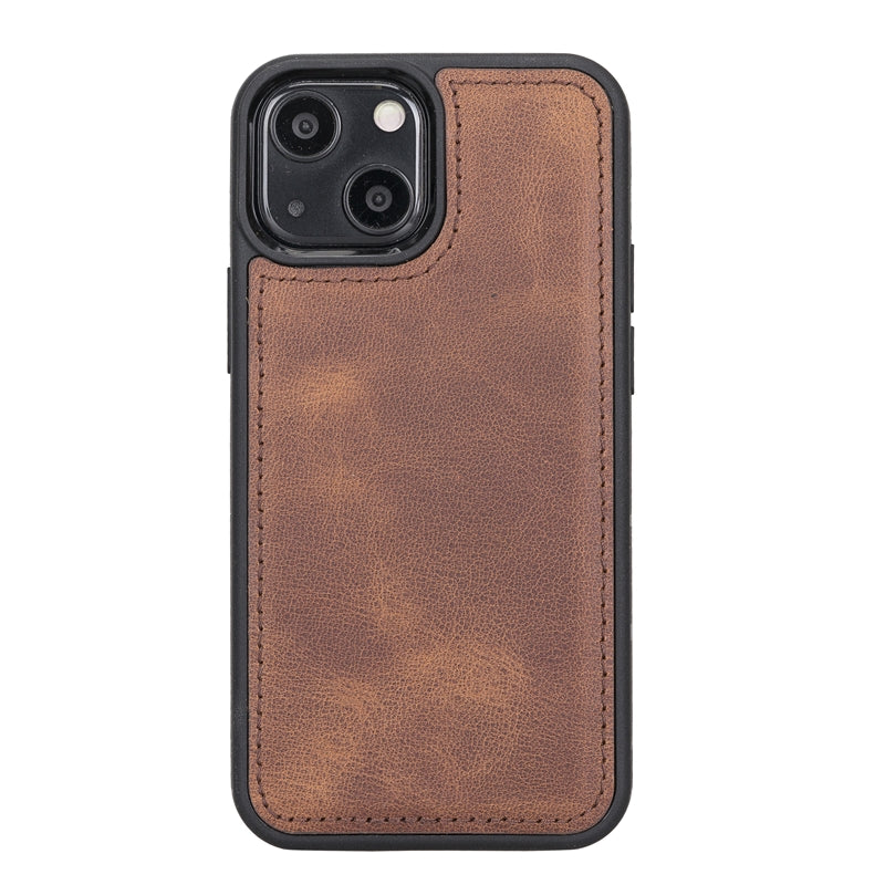 iPhone 13 Mini Brown Leather Detachable 2-in-1 Wallet Case with Card Holder and MagSafe - Hardiston - 5