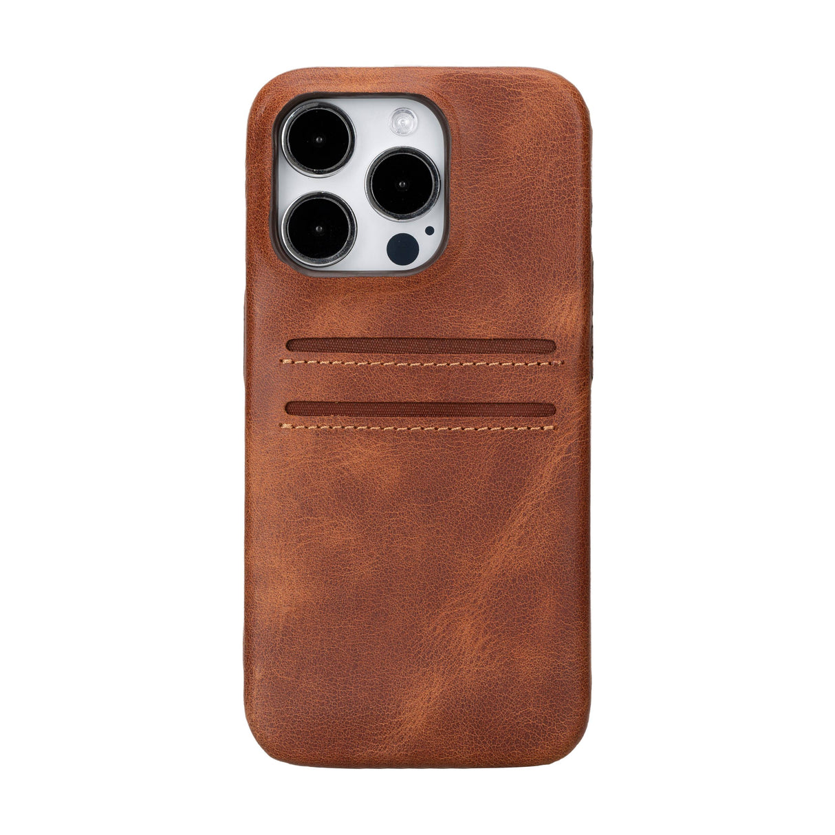 iPhone 15 Pro Leather Snap-on wallet case brown