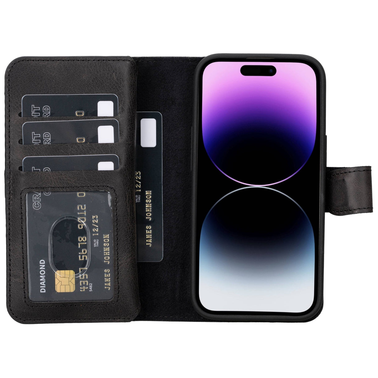 iPhone 15 Leather Dual Wallet Case by Hardiston - premium iPhone 15 Cases