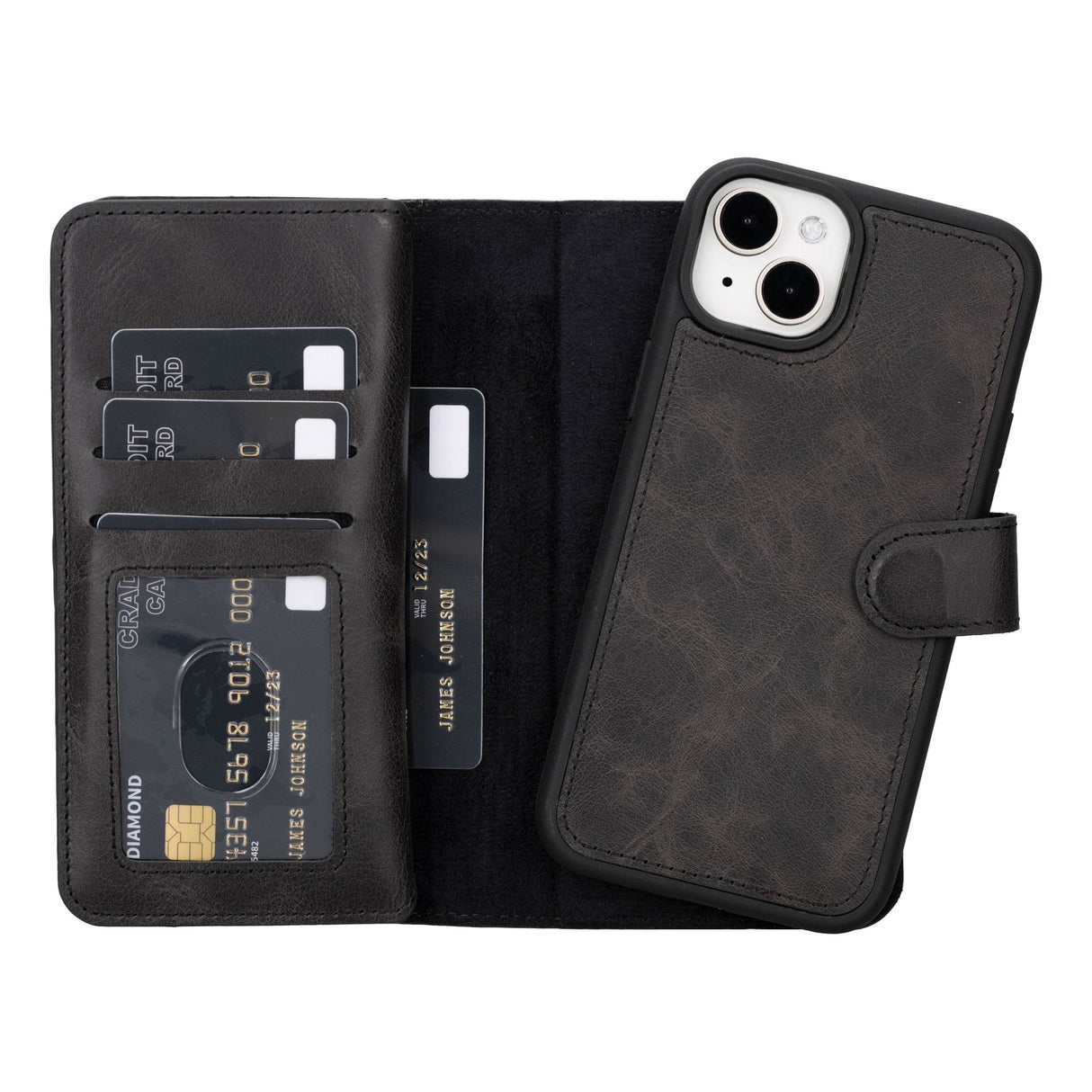 iPhone 15 Plus Leather Dual Wallet Case by Hardiston - premium iPhone 15 Cases