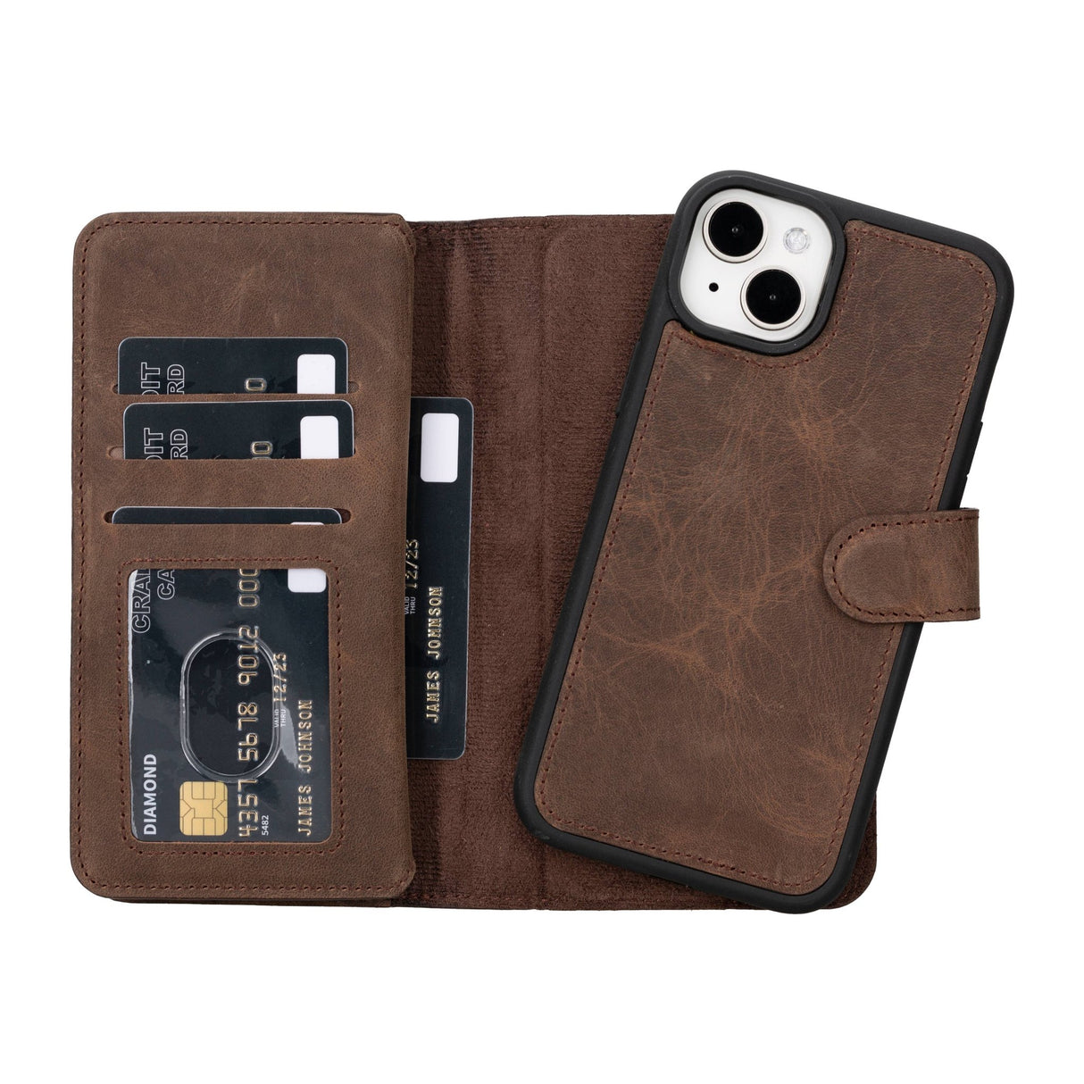 iPhone 15 Plus Leather Dual Wallet Case by Hardiston - premium iPhone 15 Cases