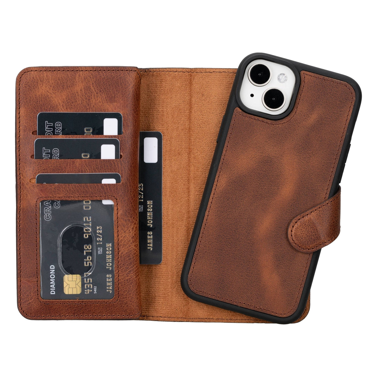 iPhone 15 Plus Leather Dual Wallet Case by Hardiston - premium iPhone 15 Cases