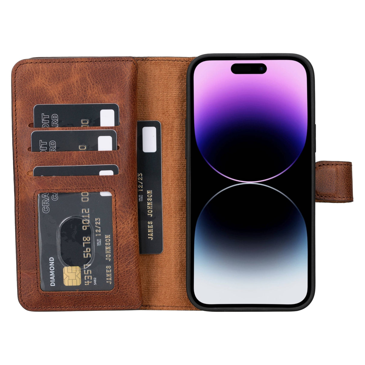 iPhone 15 Plus Leather Dual Wallet Case by Hardiston - premium iPhone 15 Cases