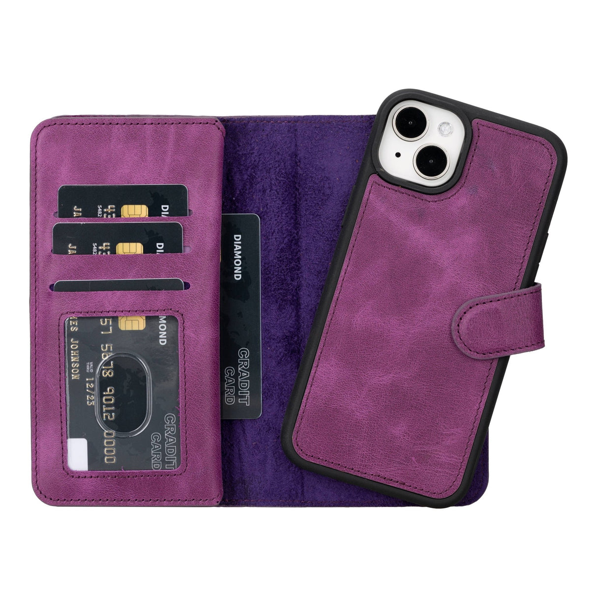 iPhone 15 Plus Leather Dual Wallet Case by Hardiston - premium iPhone 15 Cases