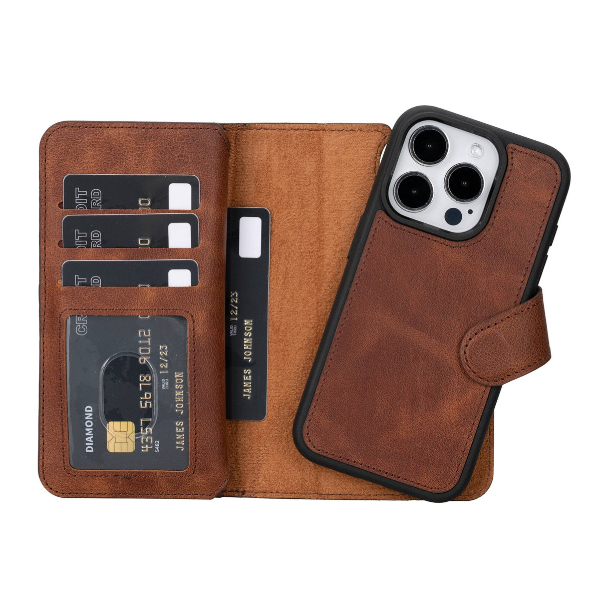 iPhone 15 Pro Dual Leather Wallet Case by Hardiston - premium iPhone 15 Cases