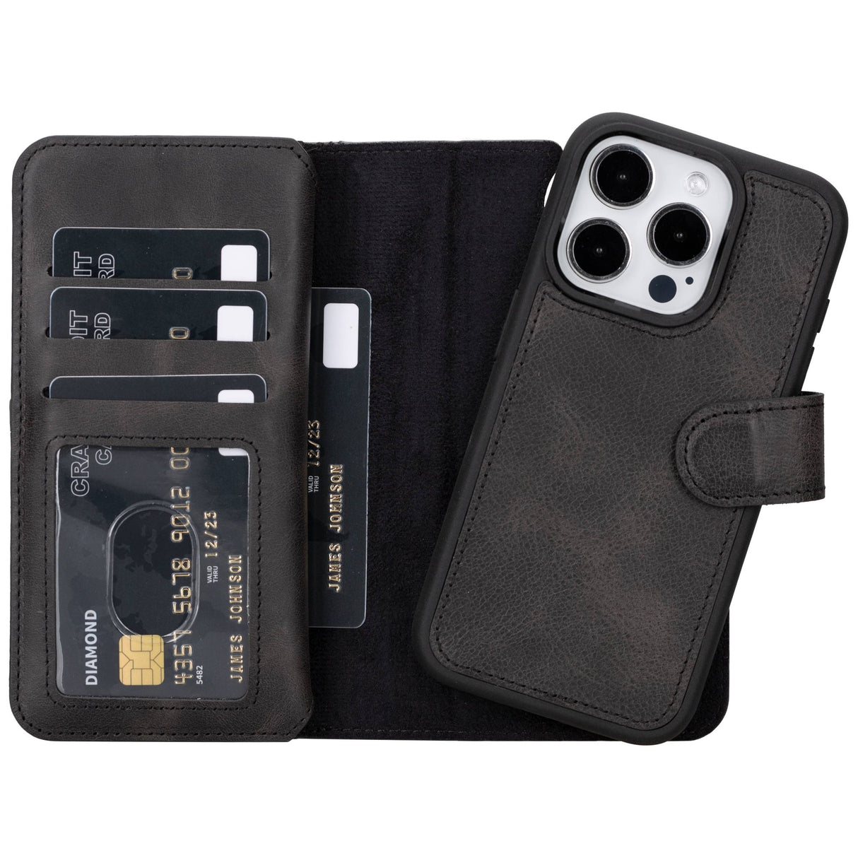 iPhone 15 Pro Dual Leather Wallet Case by Hardiston - premium iPhone 15 Cases