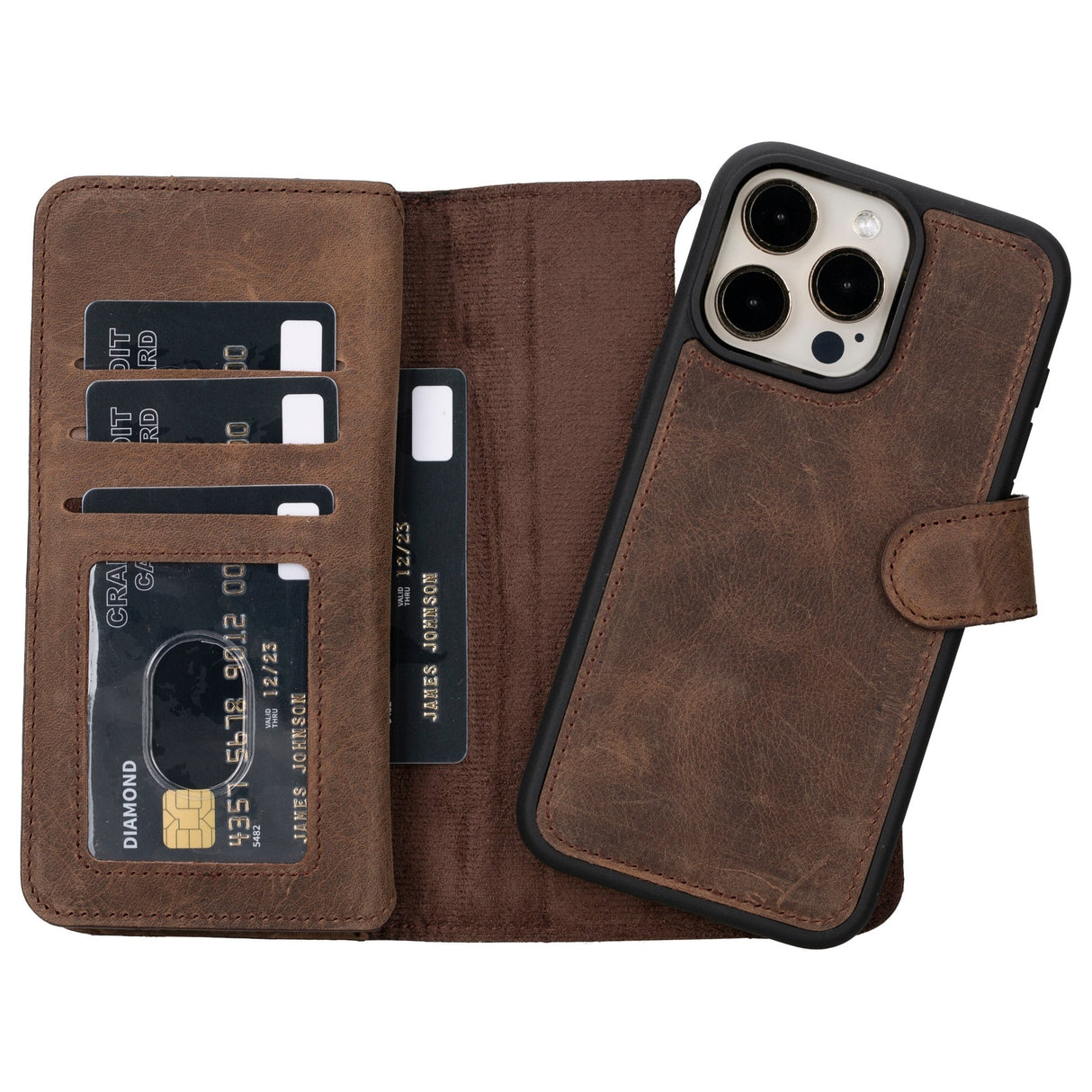 iPhone 15 Pro Max Dual Leather Wallet Case by Hardiston - premium iPhone 15 Cases