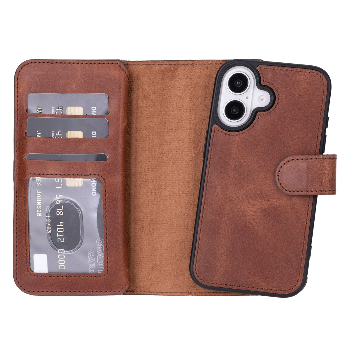 iPhone 16 E Leather Dual Wallet Case by Hardiston - premium iPhone 16 Cases