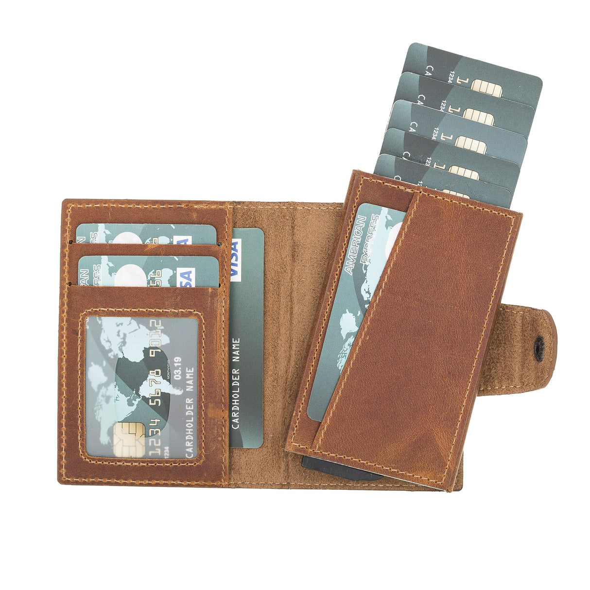 Premium RFID Blocking Leather Card Holder with Pop - Up Feature by Hardiston - premium Card Holders