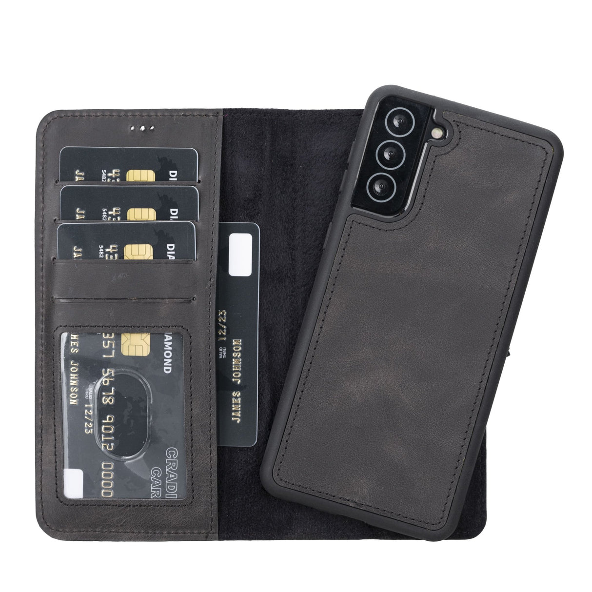 Samsung Galaxy S21 Plus Magnetic Detachable Leather Wallet Case by Hardiston - premium Samsung S - 21 Cases