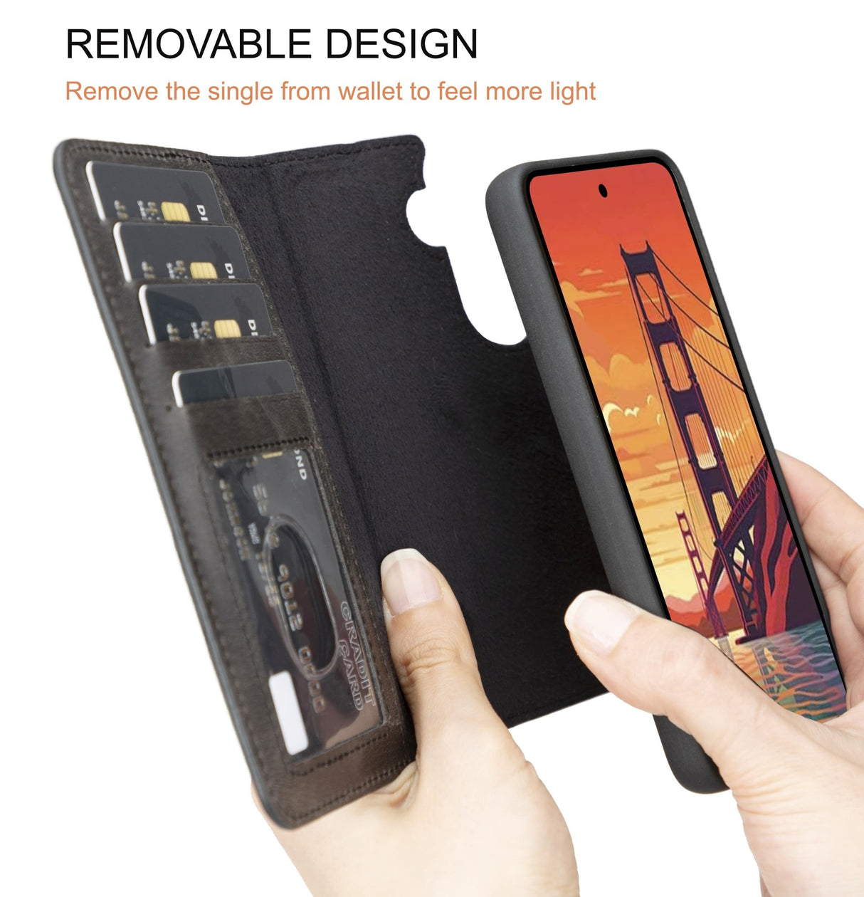 Samsung Galaxy S24 Magnetic Detachable Leather Wallet Case by Hardiston - premium Samsung S - 24 Cases