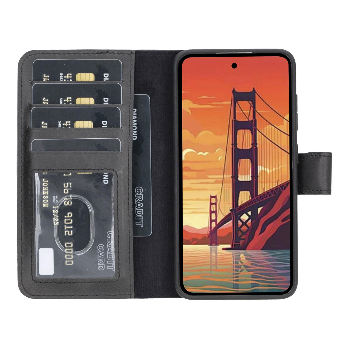Samsung Galaxy S24 Magnetic Detachable Leather Wallet Case by Hardiston - premium Samsung S - 24 Cases