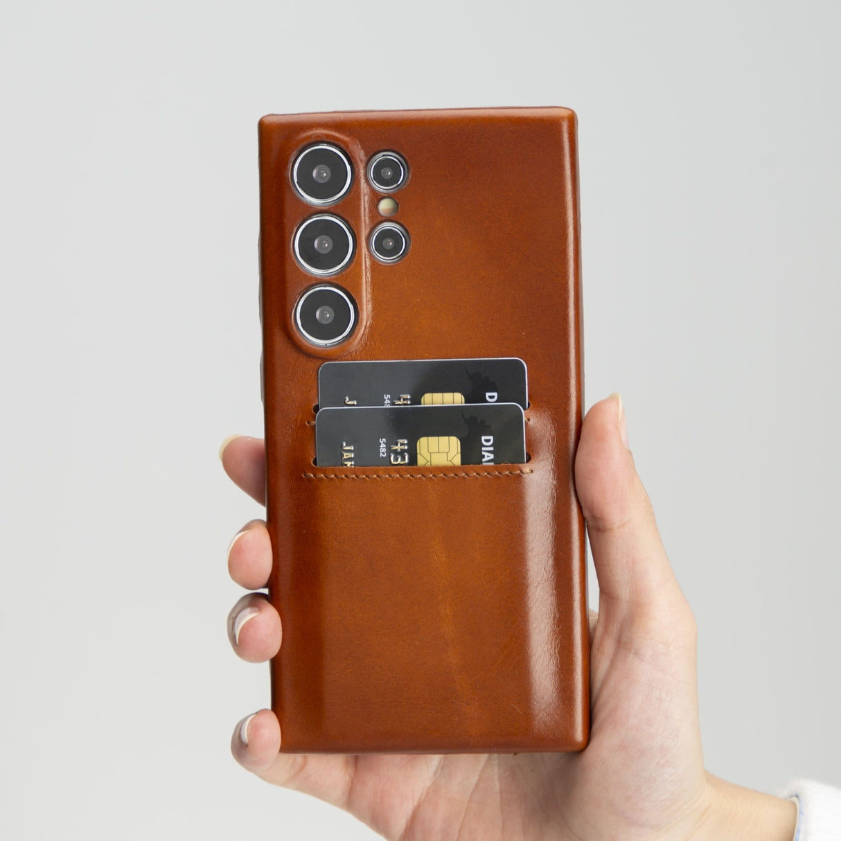 Samsung Galaxy S24 Ultra Snap - on Full Cover Leather Case with Credit Card Slots by Hardiston - premium Samsung S - 24 Cases