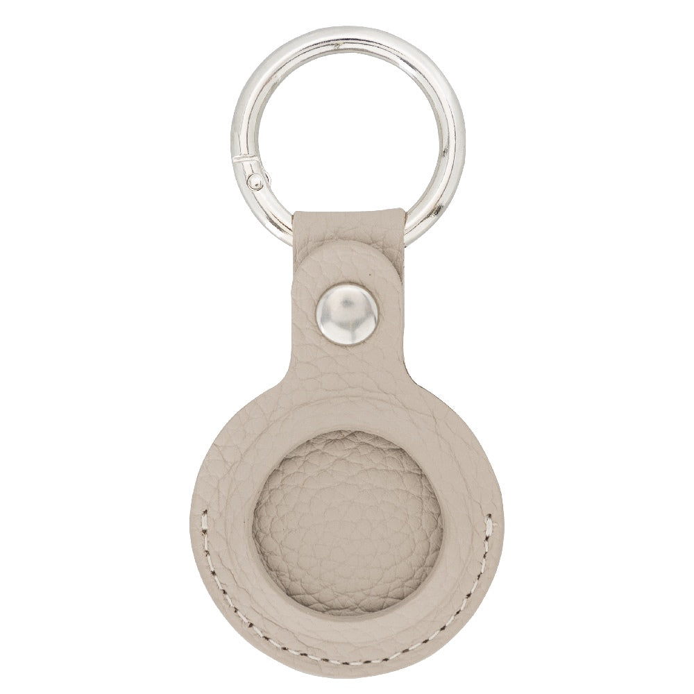 Beige Leather Apple AirTag Case Holder with Key Ring - Hardiston Leather - 2