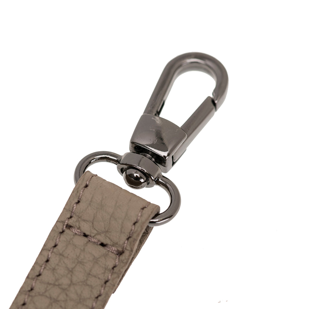 Beige Luxury Leather Cross-body Strap Wristlet bag with Metal Clip - Hardiston - 4
