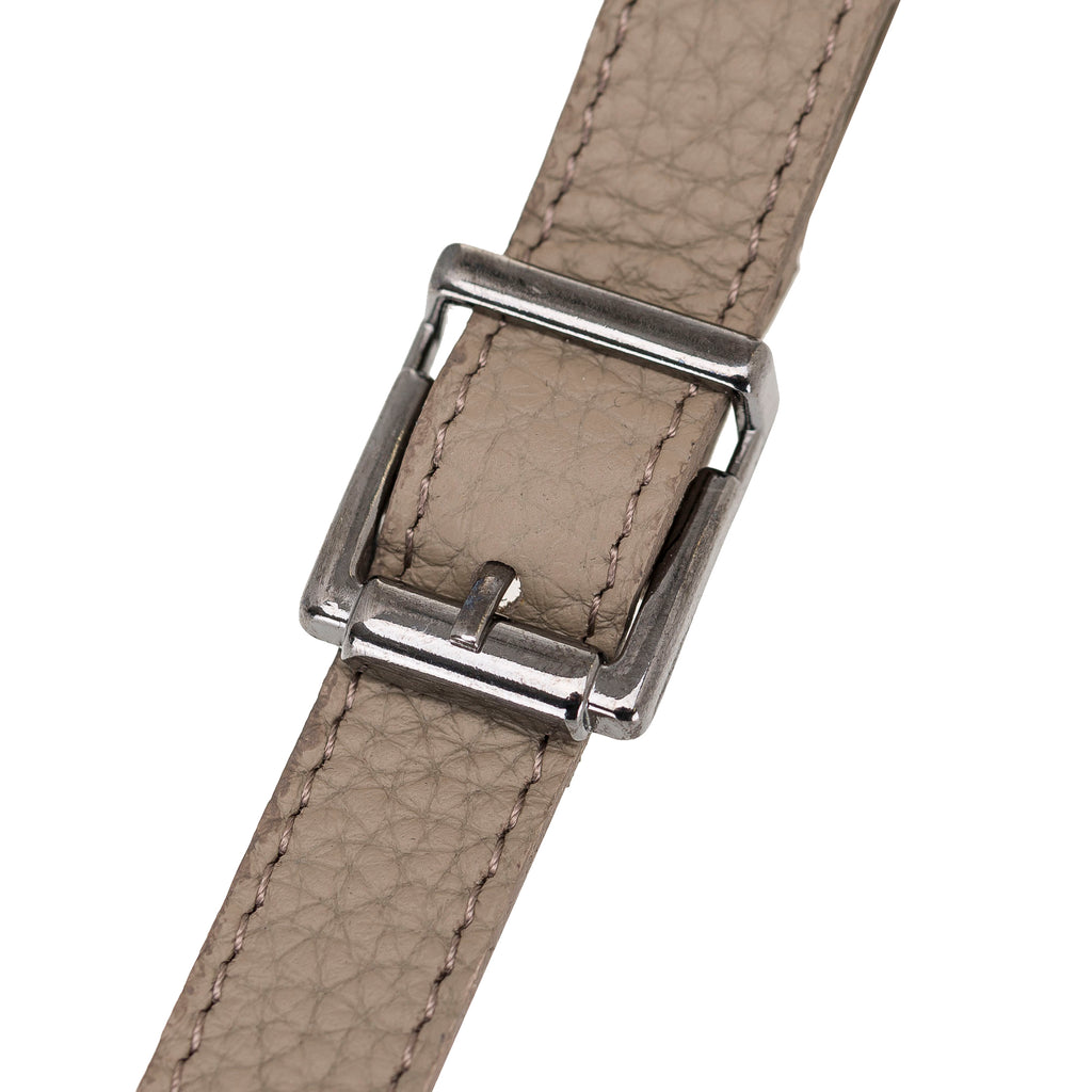 Beige Luxury Leather Cross-body Strap Wristlet bag with Metal Clip - Hardiston - 6