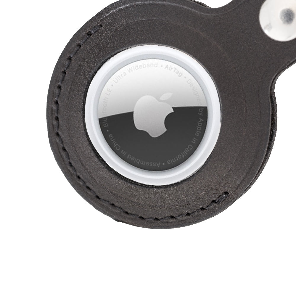 Black Leather Apple AirTag Case Holder with Key Ring - Hardiston Leather - 4
