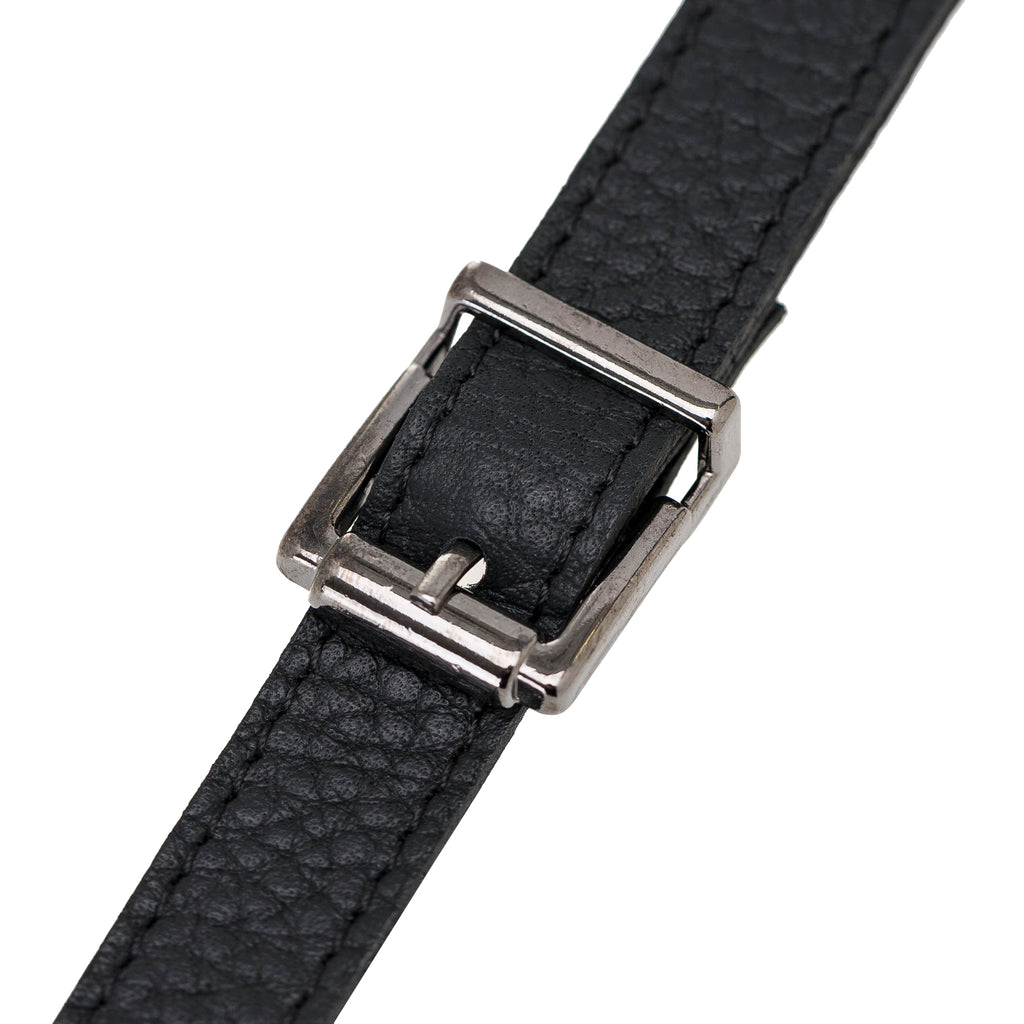 Black Luxury Leather Cross-body Strap Wristlet bag with Metal Clip - Hardiston - 6