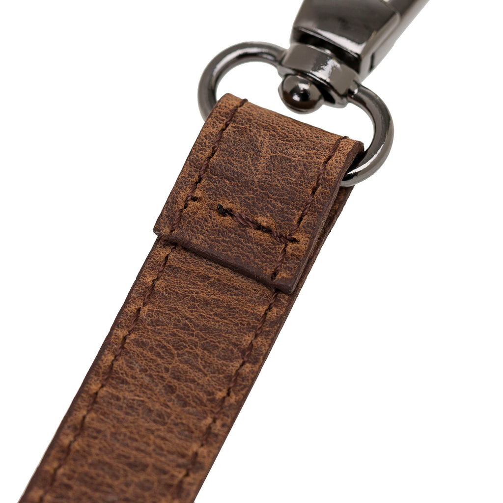 Brown Luxury Leather Cross-body Strap Wristlet bag with Metal Clip - Hardiston - 5