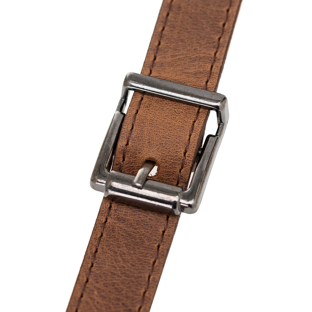 Brown Luxury Leather Cross-body Strap Wristlet bag with Metal Clip - Hardiston - 6