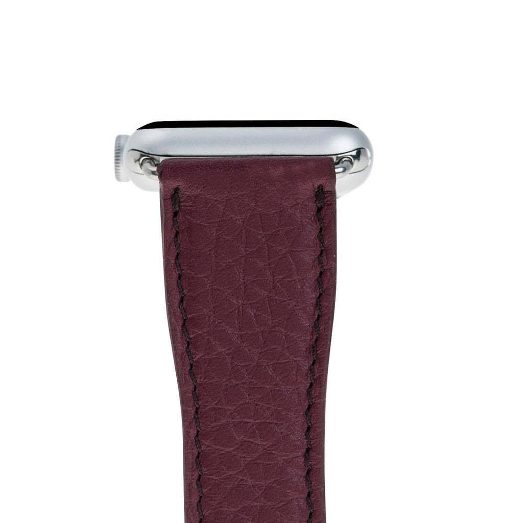 Burgundy Leather Apple Watch Band or Strap 38mm, 40mm, 42mm, 44mm for All Series - Venito - Leather - 3