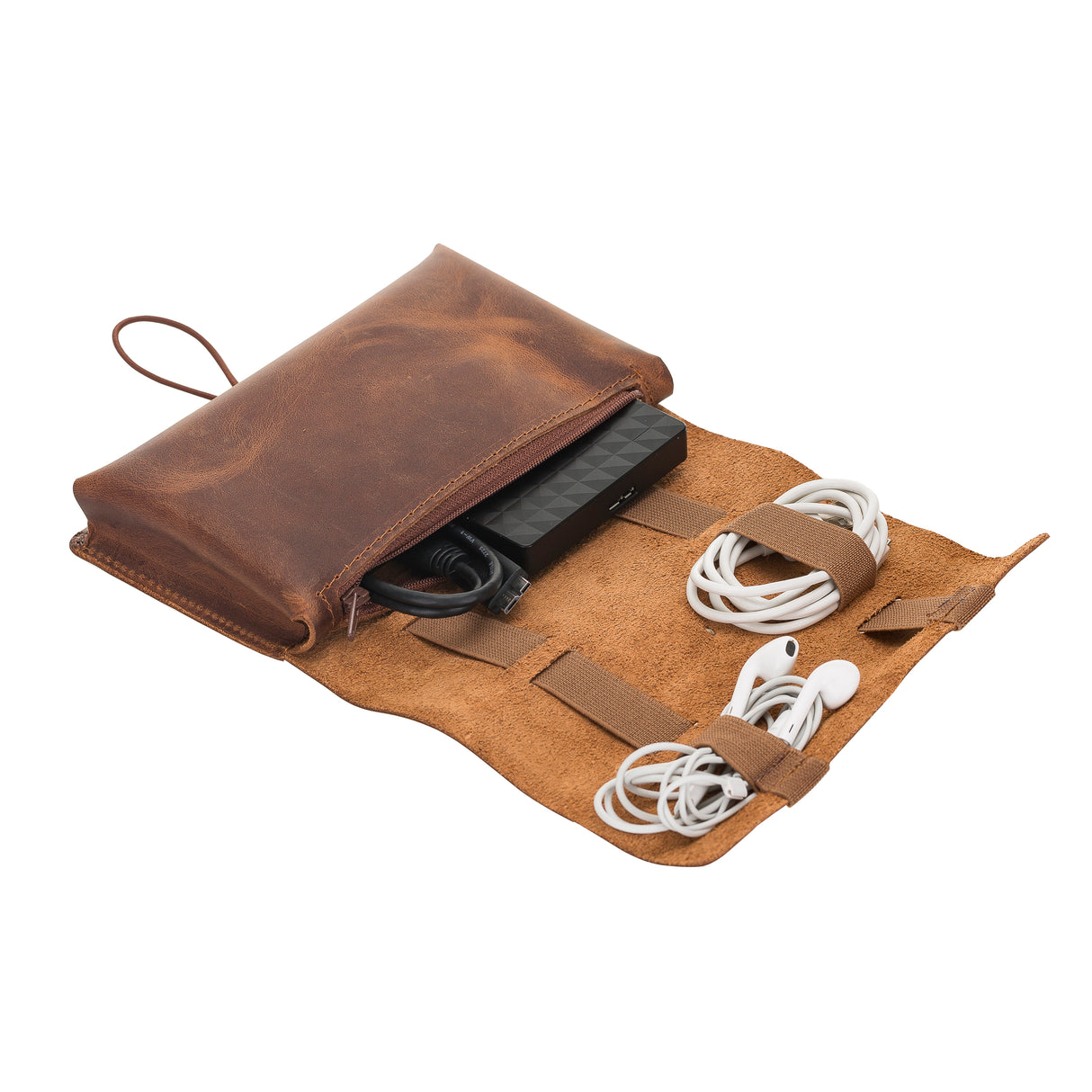 Leather Cable Organizer & Charger Pouch