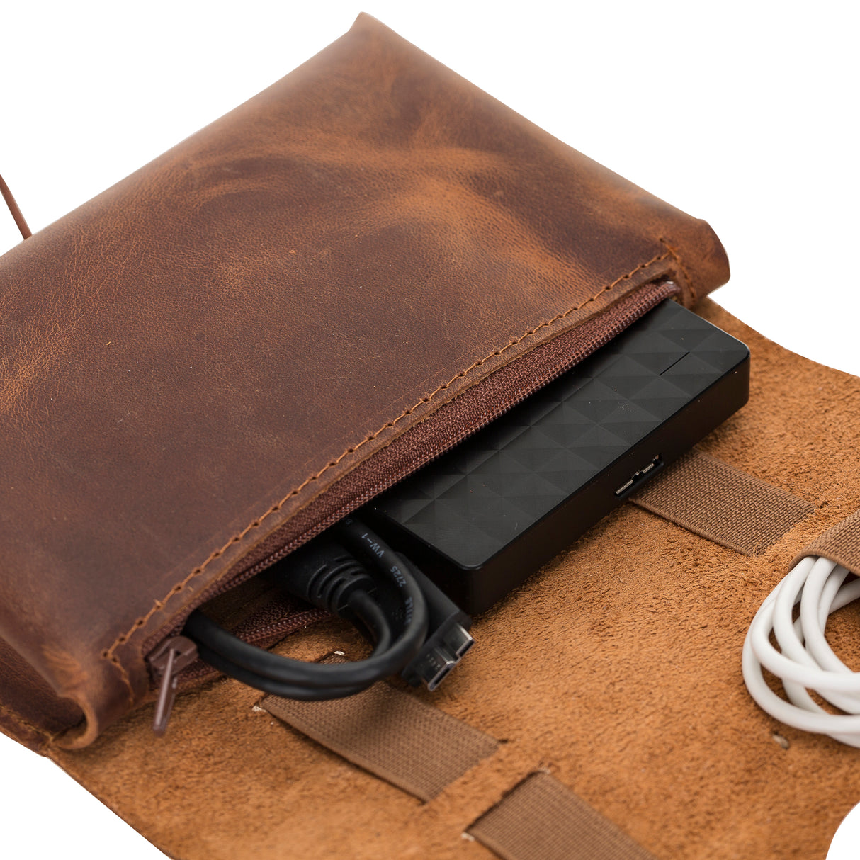 Leather Cable Organizer & Charger Pouch